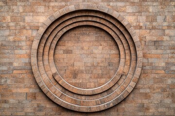 Circular temple made of wood and stone, with symbols of unity and infinity, circular architecture, unity symbolism, Realistic Photo captured with Sony A70 III