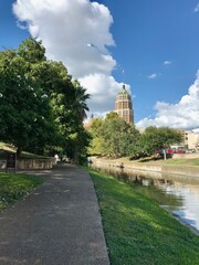 Fototapeta premium River walk path in the city