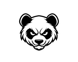 Panda vector mascot illustration on black and white, angry panda esport logo design, panda icon drawing tattoo t-shirt © arstd