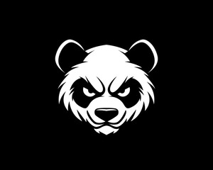 Panda vector mascot illustration on black and white, angry panda esport logo design, panda icon drawing tattoo t-shirt © arstd