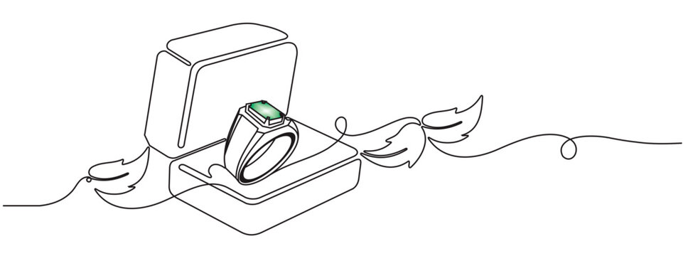 recommend clip art: line art illustration of men's ring in jewelry box