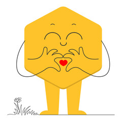 Bright emoji with face, arms and legs, vector illustration