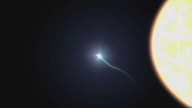 A comet passing around the sun.