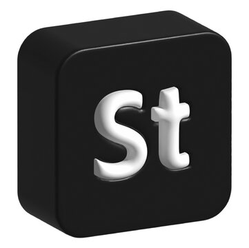3d rendered adobe stock logo isolated on a transparent background. A stock photo website logo in black color