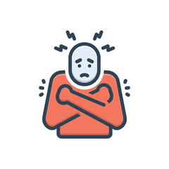 Color illustration icon for fear