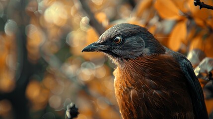 Nature wildlife image of bird standing on tree branch.