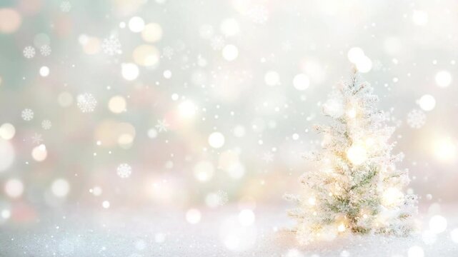 Christmas background with glittering snowflakes. White Christmas watercolor art.Loop video background.generated AI.(AI019)