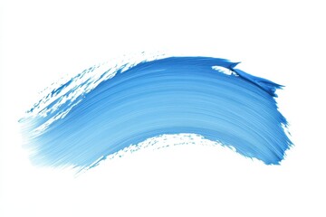 A smooth brushstroke of blue paint on a white background, showcasing artistic expression.