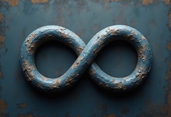 A stylized, three-dimensional infinity symbol against a textured background