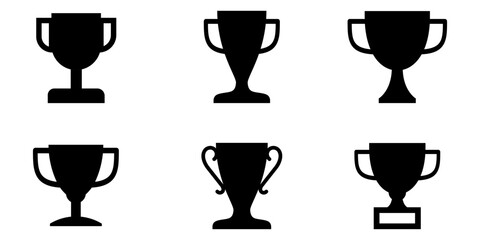 set of goblet or trophy cup vector pictogram sign icon symbol ui and ux design, glyphs