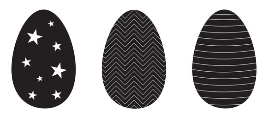 Happy easter eggs thin line vector icons on white background
