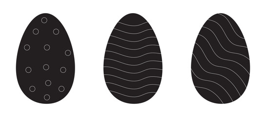 Happy easter eggs thin line vector icons on white background