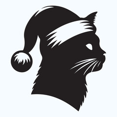 Cat Wearing Santa Hat Silhouette illustration