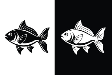 Simple Fish Icon. Bold Black Vector Silhouette Design