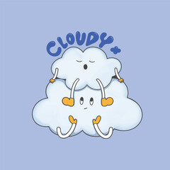 Cloudy Weather Sticker Cute Illustration