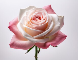 Pink rose close up, isolated on white