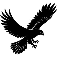 Diving Hawk Silhouette with Extended Claws Black Vector Art