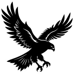 Diving Hawk Silhouette with Extended Claws Black Vector Art