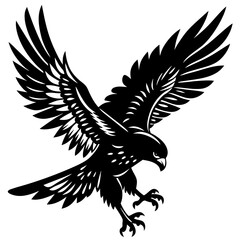 Diving Hawk Silhouette with Extended Claws Black Vector Art