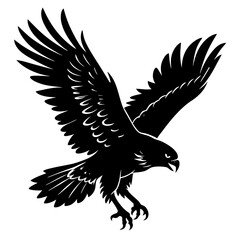 Obraz premium Diving Hawk Silhouette with Extended Claws Black Vector Art