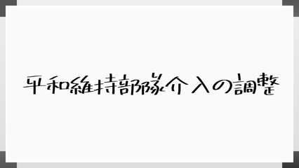 平和維持部隊介入の調整 のホワイトボード風イラスト