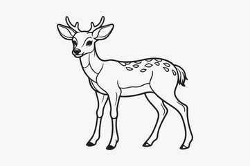 Fototapeta premium Black line art of a DEER for kids coloring book in white background
