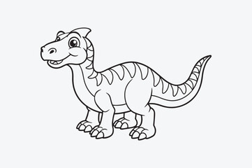 Black line art of  a DINO  for kids coloring book in white background