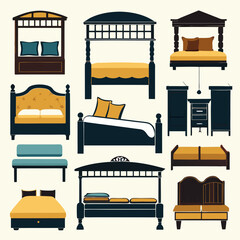 Fototapeta premium High-Quality Furniture Bed Vector, Furniture Bed Vector Pro, Stylish Furniture Bed Vector Collection, Get Creative with Our Pro Furniture Bed Vector Graphics for Your Designs