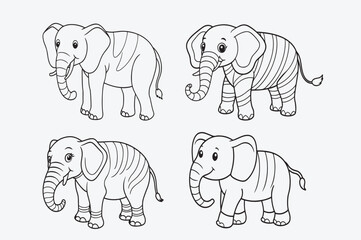 Fototapeta premium Black line art of ELEPHENT T for kids coloring book in white background