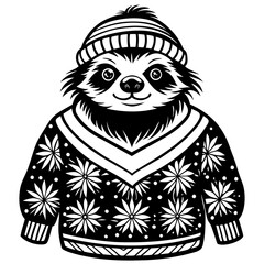 A black and white drawing of a sloth with pineapples in it