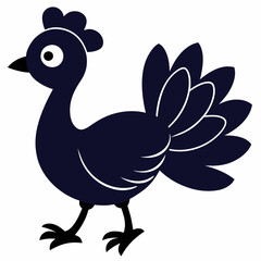 Peacock Silhouette with Flowing Tail Vector Art