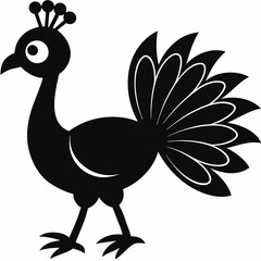 Fototapeta premium Peacock Silhouette with Flowing Tail Vector Art