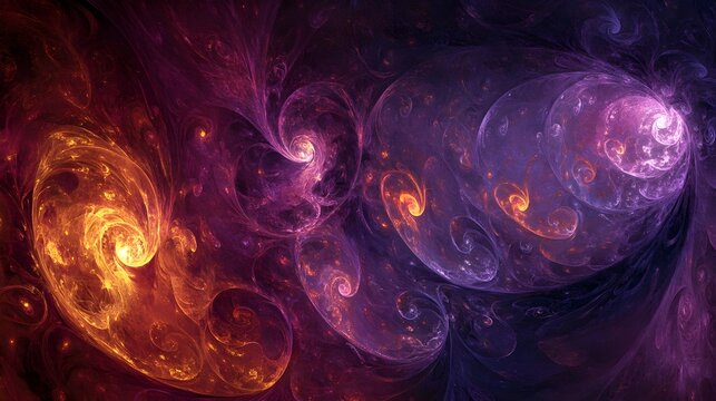 Abstract swirling cosmic patterns in vibrant colors