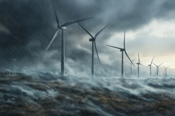 Wind Turbines in Stormy Weather