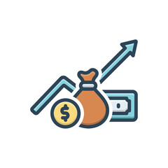 Color illustration icon for economy