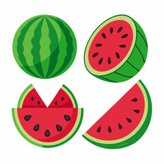 Watermelon Variety Showcase -Explore the Delicious World of Watermelon.A Colorful Collection of Watermelon Slices,A Set of Different Watermelon Slices,Watermelon Slices