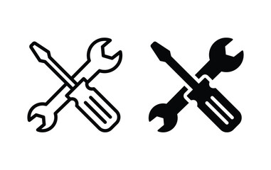 Wrench and screwdriver icon, repair sign vector 
