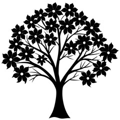 Obraz premium Elegant Tree Silhouette Vector High-Quality Tree Silhouette Vector Graphics for Creative Projects,Stunning Tree Silhouette Vector Art for Nature-Themed Designs