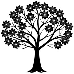 Obraz premium Elegant Tree Silhouette Vector High-Quality Tree Silhouette Vector Graphics for Creative Projects,Stunning Tree Silhouette Vector Art for Nature-Themed Designs