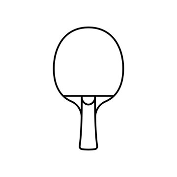 recommend clip art: Ping pong table tennis paddle line icon isolated on white background.