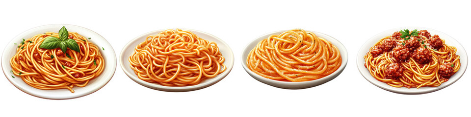 A 3D icon of a plate of spaghetti, detailed and appetizing, on a white background with transparent background, png.
