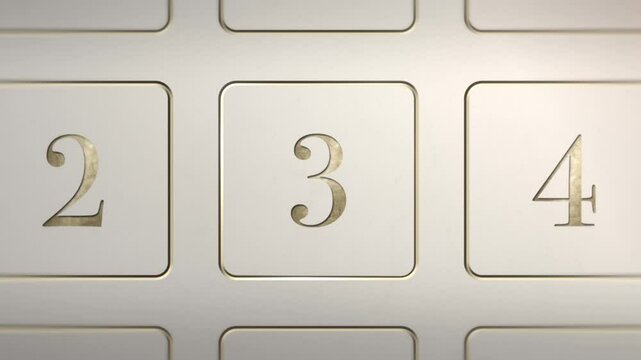 Advent Calendar door reveal Number 3, white cream gold, Christmas door green screen sting transition animation