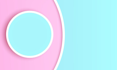 horizontal sky blue background, paper color. Beauty background. Abstract vector long banner, minimal pink gradient background with 3D circles and copy space for text. presentation design, cosmetic 
