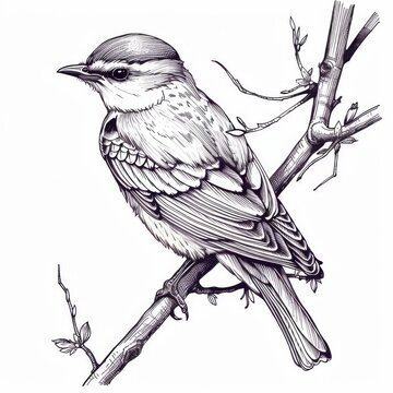 recommend clip art: Elegant Line Art of a Cuckoo Bird on a Branch