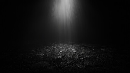 Light shines down in dark