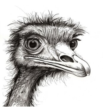 recommend clip art: Emu Line Art on Clean White Background