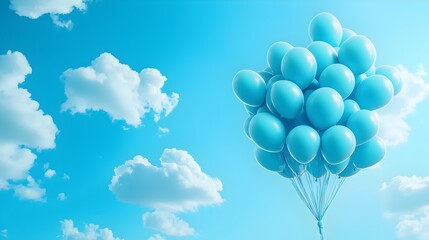 Cluster of Buoyant Helium Balloons Floating in a Picturesque Blue Sky with Wispy Clouds