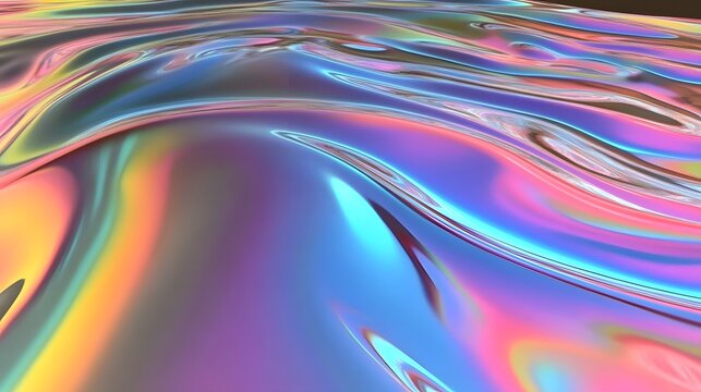 smooth rainbow liquid chrome texture, abstract background