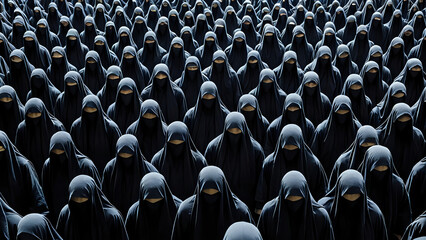 Abstraktion Gesichtslose Seelen 16х9. Hintergrund für das Design 3.