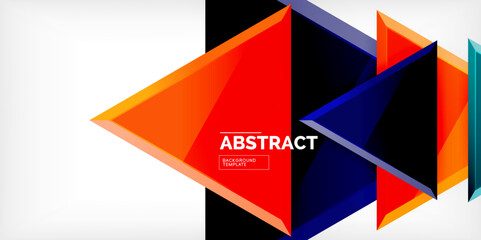 Abstract background - colorful triangles with 3d effect. Vector Illustration For Wallpaper, Banner, Background, Card, Book Illustration, landing page